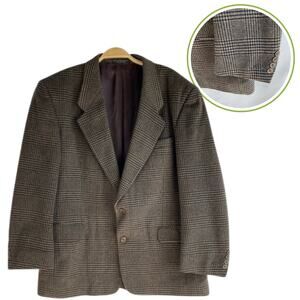 Gianfranco Ruffini Italy Cashmere Blend Sport Coat Blazer Men 46R Brown Plaid